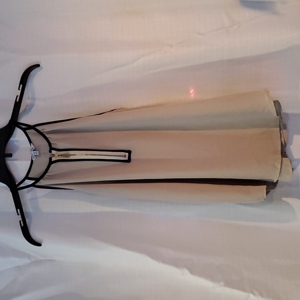 Naked zebra, small, tan, black, gold zipper